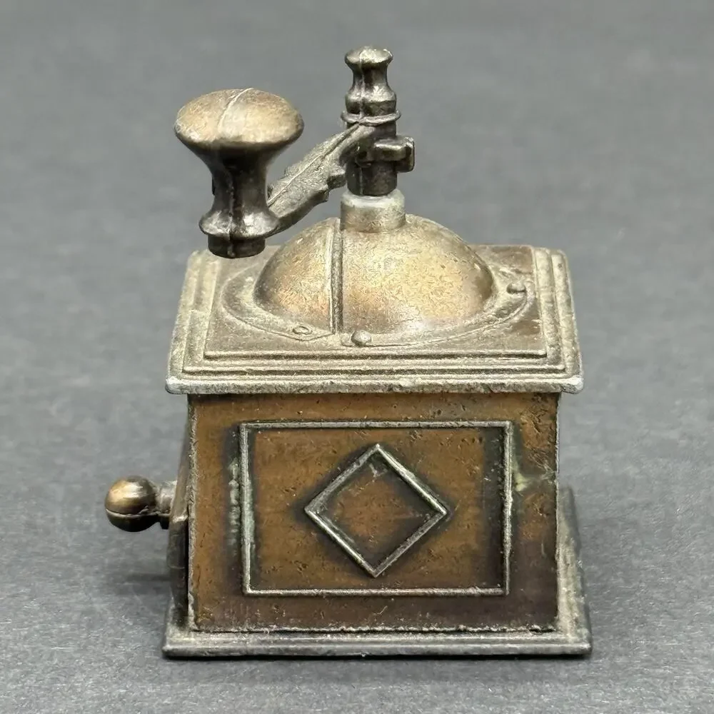 Vintage Die Cast Metal Bronze Coffee Grinder Collectible Pencil Sharpener
